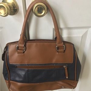 Tignanello Navy and Tan Handbag